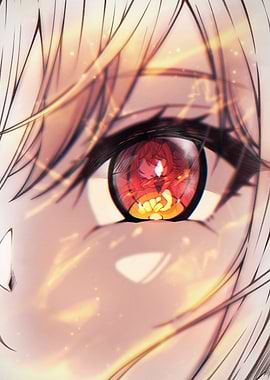 Anime Eye with Fiery Reflection