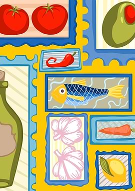 Food themed cartoon illustration