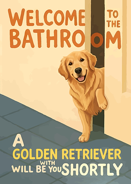 Welcome Bathroom Golden Retriever