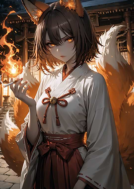 Anime Fox Girl with Pipe