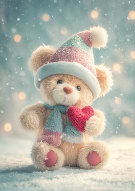Winter Teddy Bear with Heart