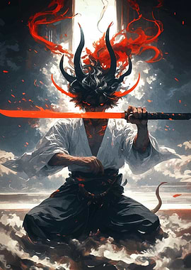 Demon Samurai with Red Sword