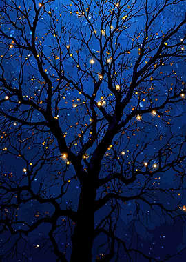 Night Tree with Lights