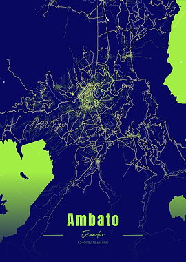 Ambatos City Map, Ecuador