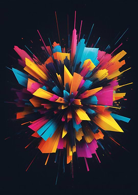 Colorful Abstract Geometric Explosion on Dark