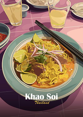 Khao Soi Thailand Food Illustration