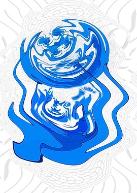 Abstract Blue and White Swirls C1