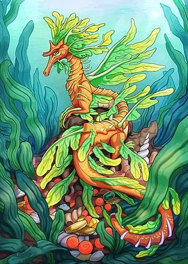 Leafy Seadragon in Underwater Scene