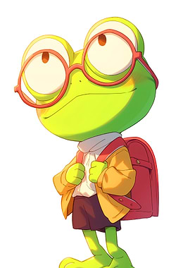 Frog with Glasses and Backpack