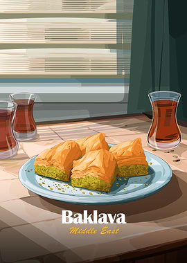 Baklava and Tea Still Life