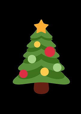Cartoon Christmas Tree with Ornaments Emoji