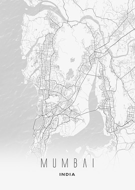 Minimalist Mumbai, India - City Map Poster, Sleek Urban Wall Art