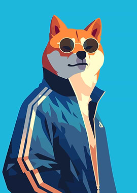 Cool Shiba in Street Fashion Minimalist Art