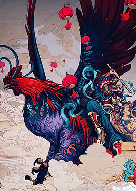 Rooster Rider Fantasy Art