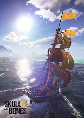 Skull and Bones Pirate Ship Sailing