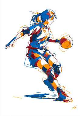 Abstract Handball Player Illustration