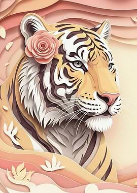 Elegant Tiger with Rose