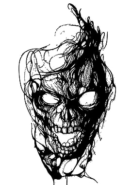 Abstract Skull Black and White Art