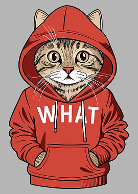 Cool Cat in Hoodie with WHAT