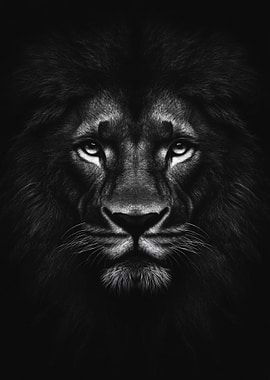 Monochrome Lion Portrait