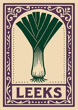 Leeks Illustration in Decorative Frame