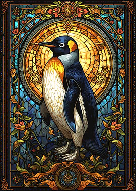 Penguin Stained Glass Art