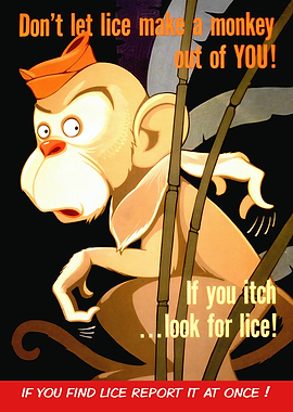 Lice Prevention Monkey Cartoon Poster