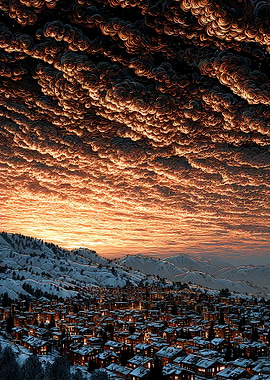 Winter Village Sunset