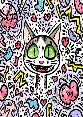 Cartoon Cat Doodle Art