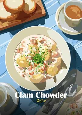Clam Chowder USA Illustration