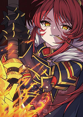 Red-haired warrior with golden eyes