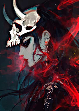 Skull Headdress Woman Digital Art