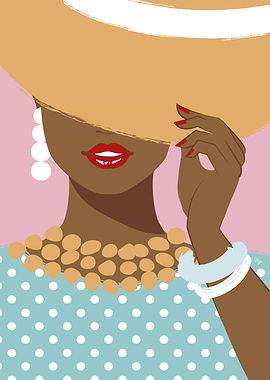 Elegant Woman with Hat Illustration