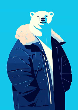 Cool Blue Polar Bear in Winter Coat