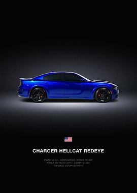 Blue Charger Hellcat Redeye Car Poster