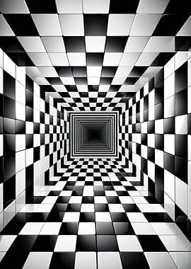 Black and White Checkerboard Tunnel