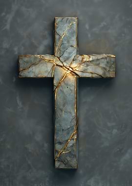 Marble Cross with Gold Veins
