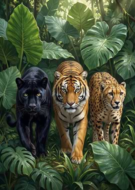 Jungle Trio: Panther, Tiger, Cheetah