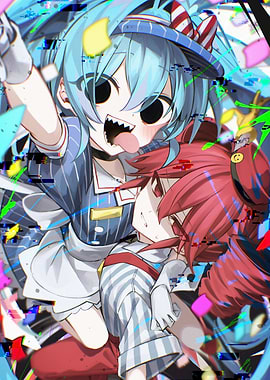 Anime Girls with Glitch Effects