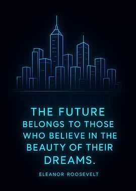 Neon Cityscape with Inspirational Quote