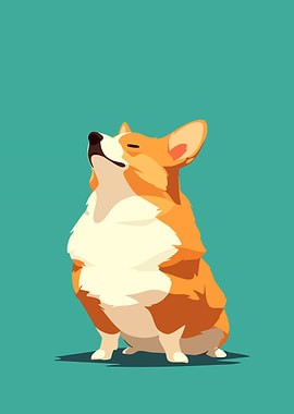 Cute Proud Corgi Dog Animal Art Illustration