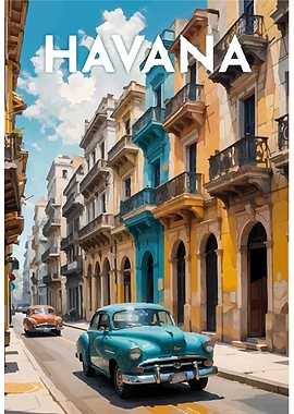 Havana Street Scene with Classic Cars