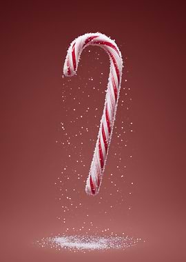 Candy Cane with Snowflakes
