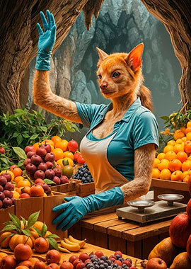 Anthropomorphic Bat Fruit Stand Vendor