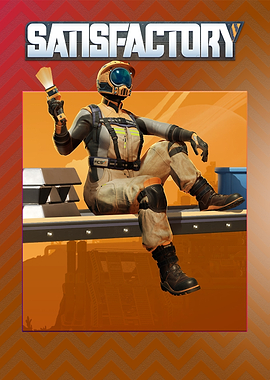 Satisfactory Game Character with Paintbrush