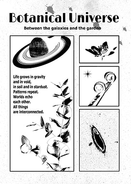 Botanical Universe Black and White Art