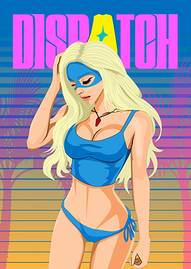 Blonde blazer in Blue Bikini Illustration