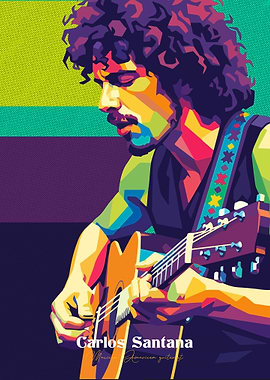 Carlos Santana Colorful Portrait