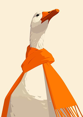 Goose with Scarf Funny Minimalist Art
