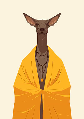 Anubis Dog in Mystical Robe Cool Minimalist Art